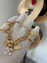 ✨ Glam Gold-Tone Charm Bracelet with Crystal Accents ✨