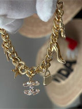 ✨ Glam Gold-Tone Charm Bracelet with Crystal Accents ✨