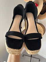 NWT Black Suede Espadrille Wedge Sandals - Size 7.5 🖤👡