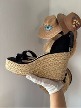 NWT Black Suede Espadrille Wedge Sandals - Size 7.5 🖤👡