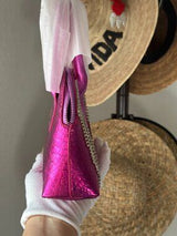 NWT Hot Pink Metallic Crocodile-Texture Bag with Rhinestone Fringe 💖✨