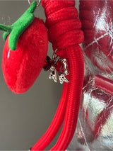 NWT Metallic Silver Quilted Bucket Bag w/ Red Bows & Strawberry Charm 🥈🍓