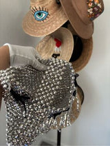 NWT Shimmering Silver Beaded Bag with Black Bows & Fringe 🥈🖤