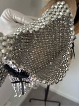 NWT Shimmering Silver Beaded Bag with Black Bows & Fringe 🥈🖤