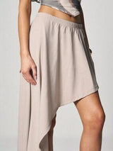 ✨ Khaki Asymmetrical High Low Maxi Skirt Size S Elastic Waist