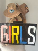 ✨ GIRLS Letter Acrylic Box Clutch Multicolor Chain Strap Purse