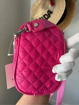 NWT Fuchsia Quilted Mini Crossbody Bag Chain Strap Multi Pocket Pink