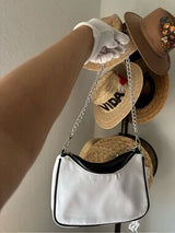 Cute Kawaii Sleepy Face Shoulder Bag White Black Silver Chain Bow Charm NWT