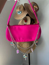 Hot Pink Y2K Shoulder Bag Candy Charm Baguette Purse Barbiecore Kawaii NWT