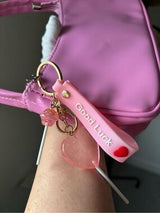 Y2K Pink Patent Shoulder Bag w/ Kawaii Charm Baguette Purse Cute Glossy