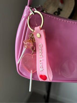 Y2K Pink Patent Shoulder Bag w/ Kawaii Charm Baguette Purse Cute Glossy