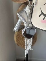 🤍 Kawaii Sleepy Face Shoulder Bag Acrylic Chain Mirror Charm Coquette Y2K Cute