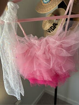 Sugar Thrillz Pink Ruffle Crop Top Set Gloves Scarf NWT Medium