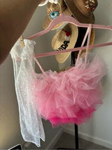 Sugar Thrillz Pink Ruffle Crop Top Set Gloves Scarf NWT Medium