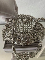 NWT Silver Metallic Beaded Mini Shoulder Bag Y2K Party Evening Purse
