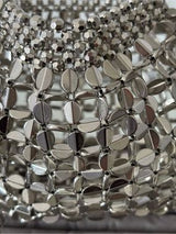 NWT Silver Metallic Beaded Mini Shoulder Bag Y2K Party Evening Purse
