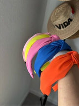 Set of 5 Knotted Headbands Neon Pink Blue Orange Yellow Fashion Hair Bands