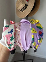 🍓 4-Piece Cute Bow Headband Set | Strawberry & Lavender Knot Headbands | New Bou