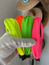🌈 4-Piece Neon Knotted Headband Set | Hot Pink, Lime, Orange & Neon Yellow | Bou