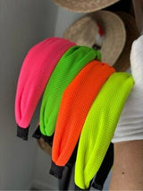 🌈 4-Piece Neon Knotted Headband Set | Hot Pink, Lime, Orange & Neon Yellow | Bou