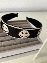 😊✨ 2 Smiley Face Knit Headbands Set Black Pink Cute Y2K Preppy NWT