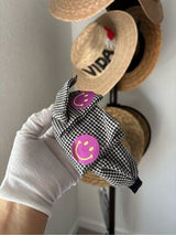 🖤😊 Gingham Bow Headband Purple Smiley Faces Cute Preppy Coquette NWT