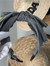 ✨ Smiley Face Gingham Knotted Headband Black & White New 😊