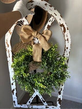 🏡 Rustic Farmhouse Arched Window Frame Wall Decor w/ Greenery Wreath Large
