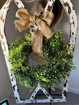 🏡 Rustic Farmhouse Arched Window Frame Wall Decor w/ Greenery Wreath Large