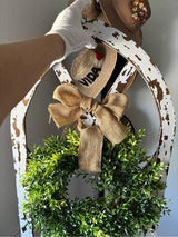 🏡 Rustic Farmhouse Arched Window Frame Wall Decor w/ Greenery Wreath Large