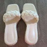 🌴🤎 Braided Espadrille Wedge Slide Sandals – Apricot | Women's US Size 8