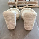 🌴🤎 Braided Espadrille Wedge Slide Sandals – Apricot | Women's US Size 8
