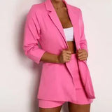 💗 NWT Pink Blazer & O-Ring Shorts Set – Size XL Chic Elegant Suit