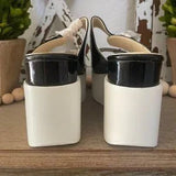 🖤 Beauty Girls Black White Platform Wedge Sandals Sz 7.5/38