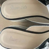 🖤 Beauty Girls Black White Platform Wedge Sandals Sz 7.5/38