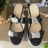 🖤 Beauty Girls Black White Platform Wedge Sandals Sz 7.5/38