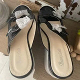 🖤 Beauty Girls Black White Platform Wedge Sandals Sz 7.5/38