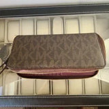 👜 New Michael Kors Brown Burgundy Zip Wristlet Wallet NWOT