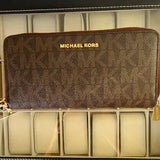 👜 New Michael Kors Brown Burgundy Zip Wristlet Wallet NWOT