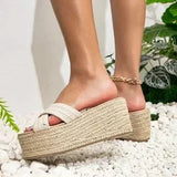 🌴👡 Women's Criss Cross Espadrille Wedge Sandals Apricot - US 7.5 👡🌴