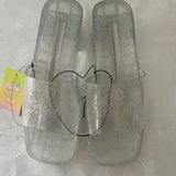 Barbie Glitter Jelly Block Heels ✨ Clear Platform Size 8 US 💖