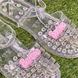 💕 Barbie Clear Jelly Sandals Size 8 Strappy Caged Summer Shoes