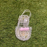 💕 Barbie Clear Jelly Sandals Size 8 Strappy Caged Summer Shoes