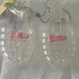 💕 Barbie Clear Jelly Sandals Size 8 Strappy Caged Summer Shoes