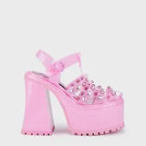 Self-Love Club Platform Heels 💖 Pink Rhinestone Size 8 US ✨
