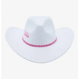 Barbie White Cowboy Hat 🤠✨ Pink Logo & Studded Band Fashion Accessory 💖