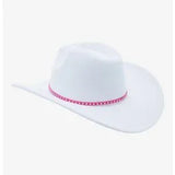 Barbie White Cowboy Hat 🤠✨ Pink Logo & Studded Band Fashion Accessory 💖
