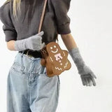🎃 Women’s Unique Niche Shaped Bag – Gingerbread Man Cookie Person Crossbody 🍪