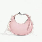 Pink Bowknot Top Handle Crossbody Bag – Lace-Up Ballet Style Y2K Retro Teen