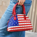 Viva Strut USA Flag Top Handle Bag | Y2K Retro Rivet Purse | Preppy Street Style
